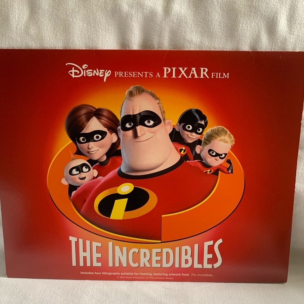 Vintage 2004 Disney’s Pixar The Incredibles Lithographs, Set of 4